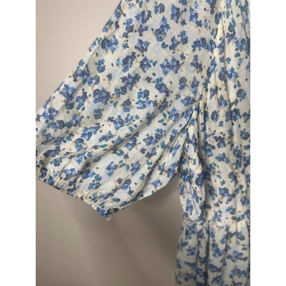 Lane Bryant Blue Ditsy Floral Puff Sleeve Tuck Detail Midi Dress 26 Cottagecore - Picture 4 of 10